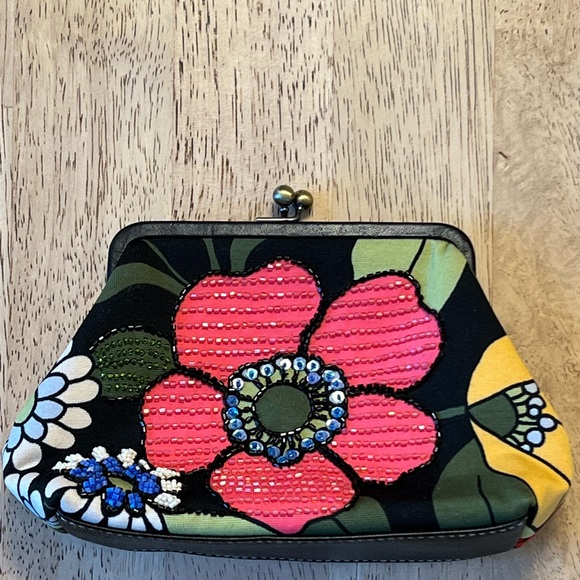 Isabella Fiore Handbags - Isabella Fiori Mini Clutch/Shoulder bag, Gold chain, Buttons, Cross-Stitch, OS